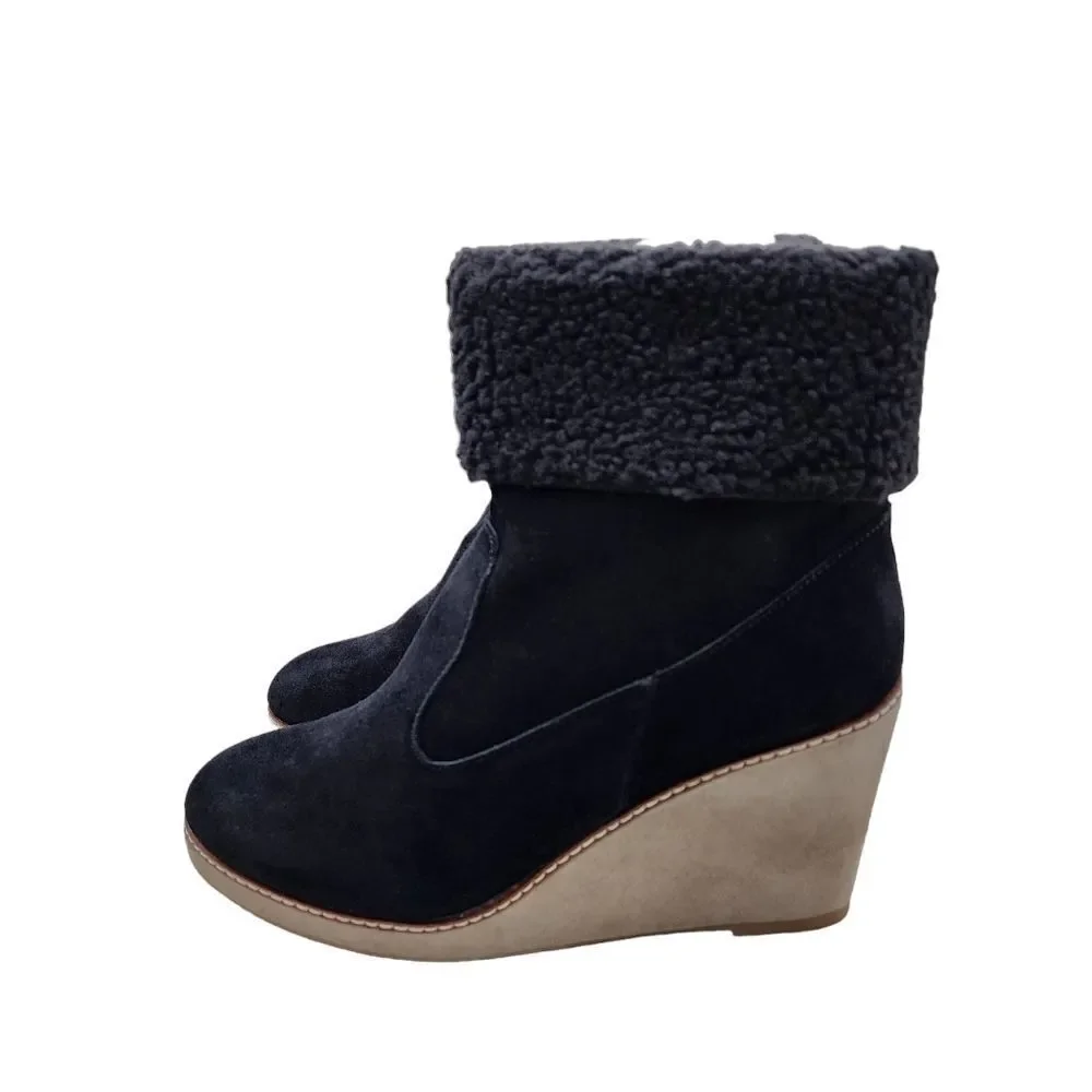 Kensie Women's Holliston Suede Cold Weather Wedge Boots - 10